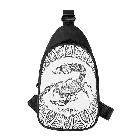 White And Black Scorpio Sign Print Chest Bag