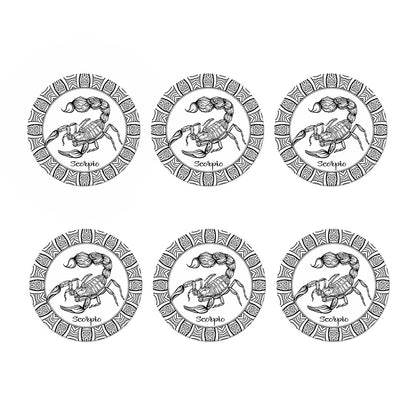 White And Black Scorpio Sign Print Coaster Set