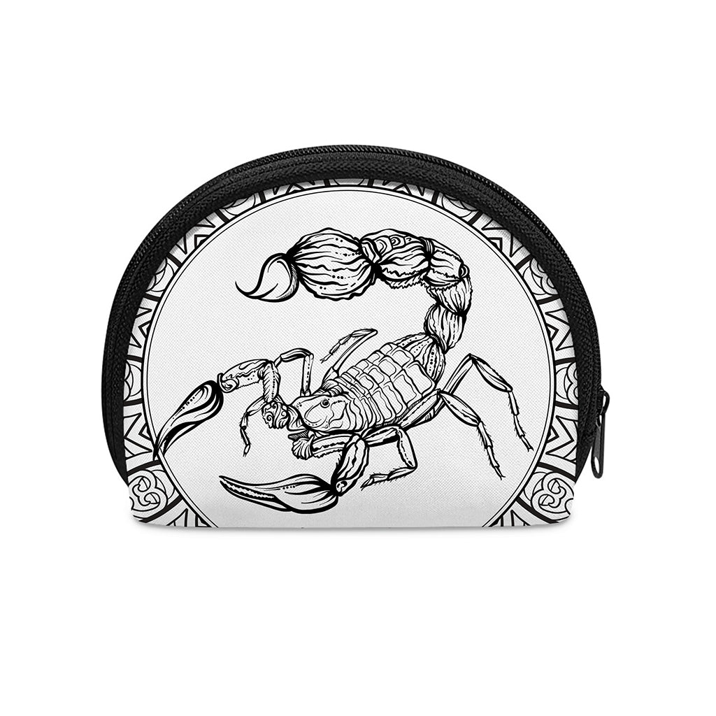 White And Black Scorpio Sign Print Coin Purse