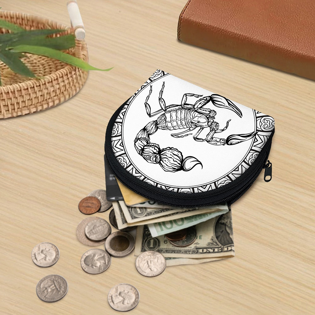 White And Black Scorpio Sign Print Coin Purse