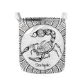White And Black Scorpio Sign Print Collapsible Laundry Basket