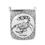 White And Black Scorpio Sign Print Collapsible Laundry Basket