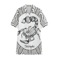 White And Black Scorpio Sign Print Cotton Hawaiian Shirt