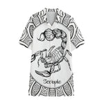 White And Black Scorpio Sign Print Cotton Hawaiian Shirt