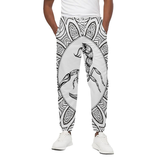 White And Black Scorpio Sign Print Cotton Pants