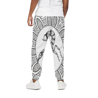 White And Black Scorpio Sign Print Cotton Pants