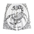 White And Black Scorpio Sign Print Cotton Shorts