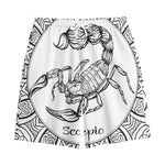 White And Black Scorpio Sign Print Cotton Shorts