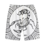 White And Black Scorpio Sign Print Cotton Shorts