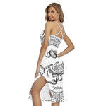 White And Black Scorpio Sign Print Cross Back Cami Dress