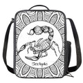 White And Black Scorpio Sign Print Crossbody Lunch Bag