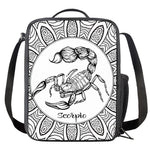 White And Black Scorpio Sign Print Crossbody Lunch Bag