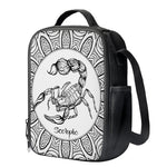 White And Black Scorpio Sign Print Crossbody Lunch Bag