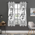 White And Black Scorpio Sign Print Curtain