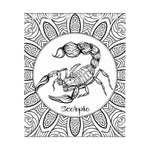 White And Black Scorpio Sign Print Curtain