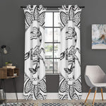 White And Black Scorpio Sign Print Curtain