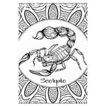 White And Black Scorpio Sign Print Curtain