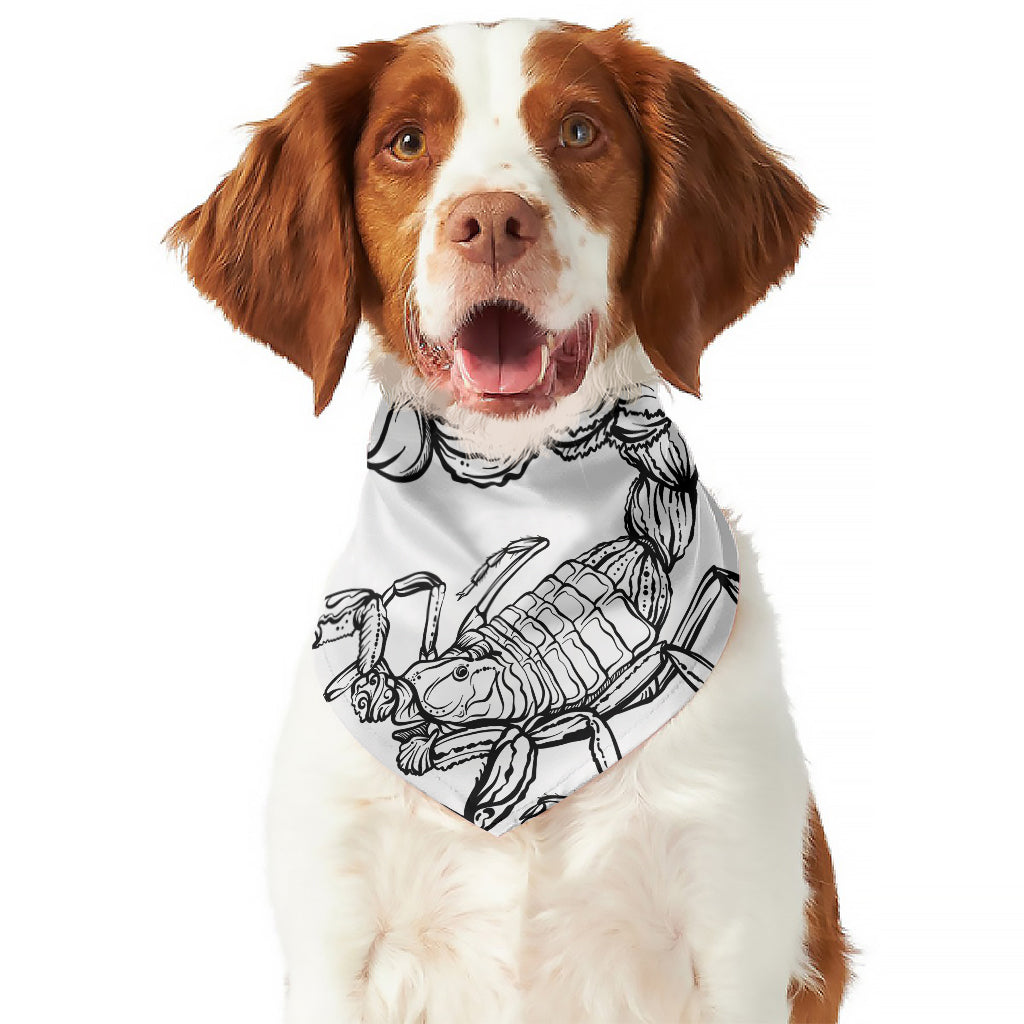 White And Black Scorpio Sign Print Dog Bandana