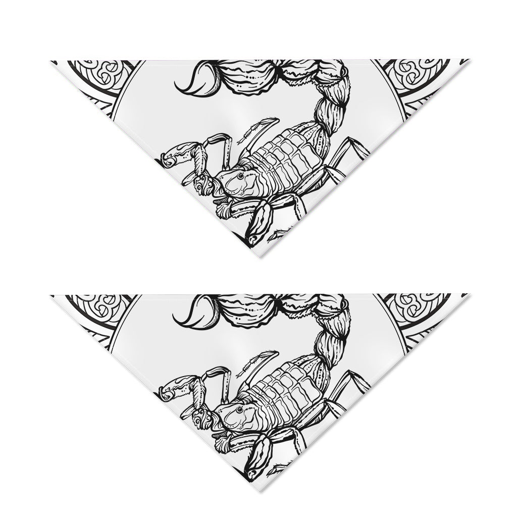 White And Black Scorpio Sign Print Dog Bandana