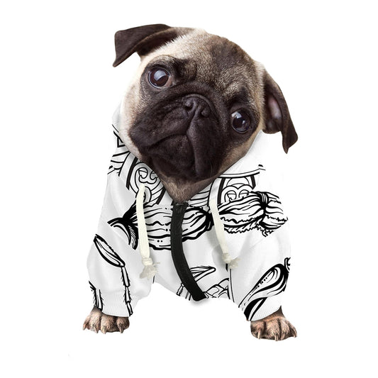 White And Black Scorpio Sign Print Dog Zip Up Hoodie