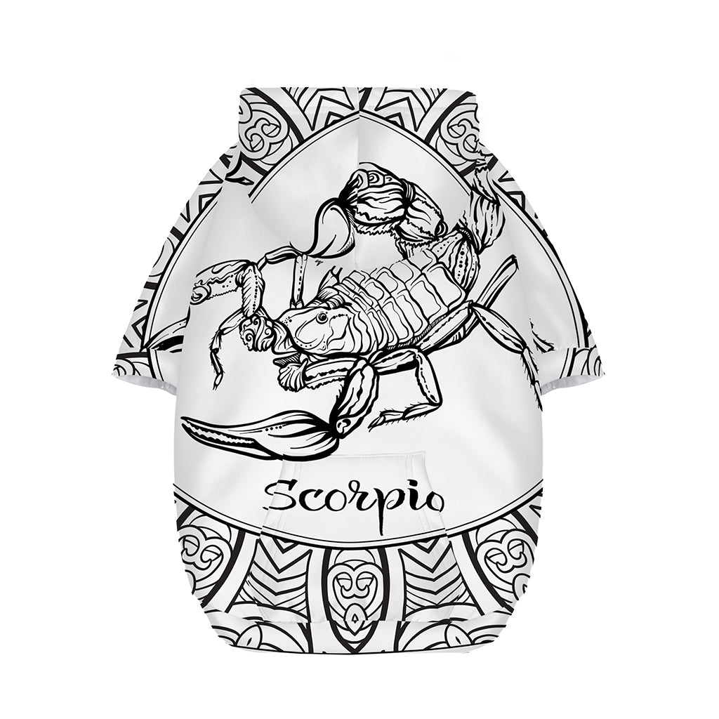 White And Black Scorpio Sign Print Dog Zip Up Hoodie
