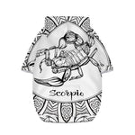 White And Black Scorpio Sign Print Dog Zip Up Hoodie