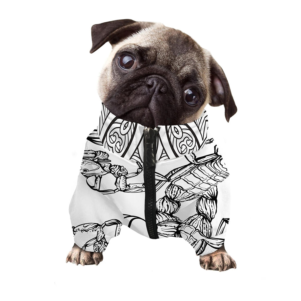 White And Black Scorpio Sign Print Dog Zip Up Jacket