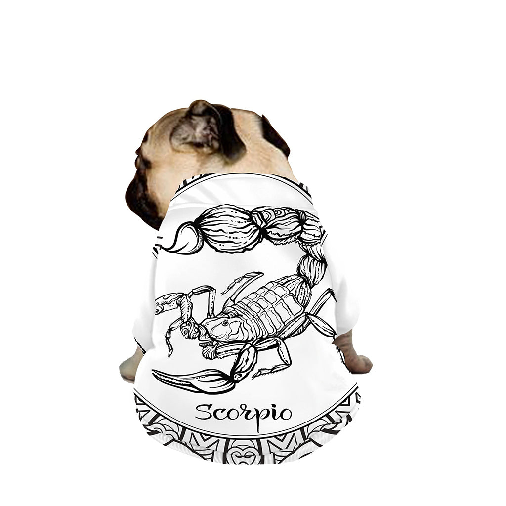 White And Black Scorpio Sign Print Dog Zip Up Jacket