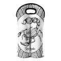 White And Black Scorpio Sign Print Double Neoprene Wine Tote