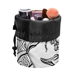 White And Black Scorpio Sign Print Drawstring Makeup Bag