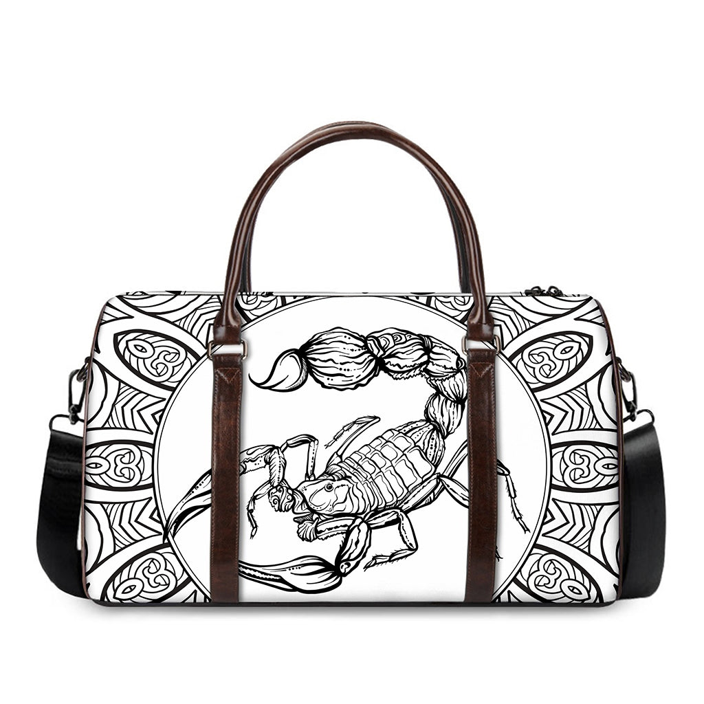 White And Black Scorpio Sign Print Duffle Bag