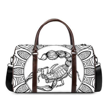 White And Black Scorpio Sign Print Duffle Bag