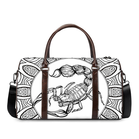 White And Black Scorpio Sign Print Duffle Bag