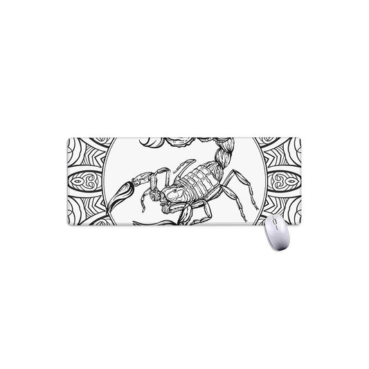 White And Black Scorpio Sign Print Extended Mouse Pad