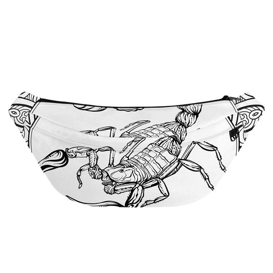 White And Black Scorpio Sign Print Fanny Pack