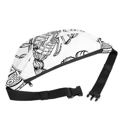 White And Black Scorpio Sign Print Fanny Pack