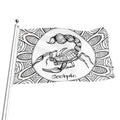 White And Black Scorpio Sign Print Flag