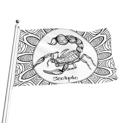 White And Black Scorpio Sign Print Flag