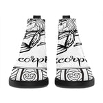 White And Black Scorpio Sign Print Flat Ankle Boots