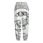 White And Black Scorpio Sign Print Fleece Lined Knit Pants