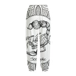 White And Black Scorpio Sign Print Fleece Lined Knit Pants