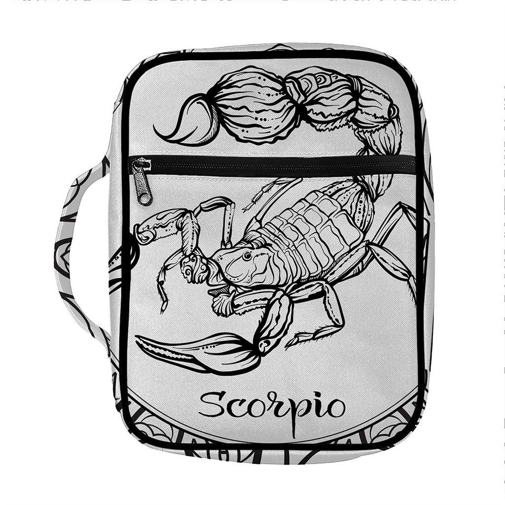 White And Black Scorpio Sign Print Front Pocket Bible Bag