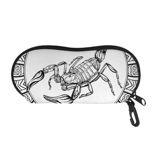 White And Black Scorpio Sign Print Glasses Case