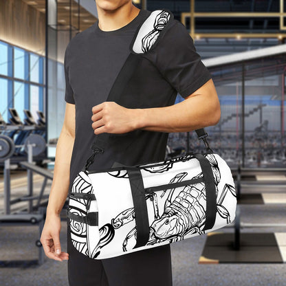 White And Black Scorpio Sign Print Gym Bag