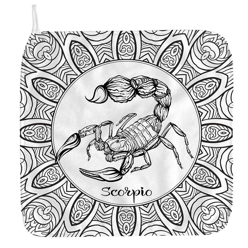 White And Black Scorpio Sign Print Hand Towel