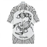 White And Black Scorpio Sign Print Hawaiian Shirt
