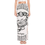 White And Black Scorpio Sign Print High Slit Maxi Skirt