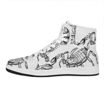 White And Black Scorpio Sign Print High Top Leather Sneakers