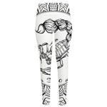 White And Black Scorpio Sign Print High-Waisted Pocket Leggings