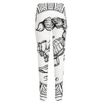 White And Black Scorpio Sign Print High-Waisted Pocket Leggings